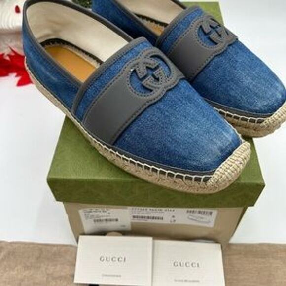 Gucci men's Denim and Gray interlocking G Espadrilles size 8 - Picture 8 of 15
